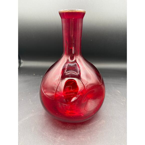 Rare Vintage Hand-Blown Ruby Pinch Decanter by Rainbow Glass - Picture 4 of 8